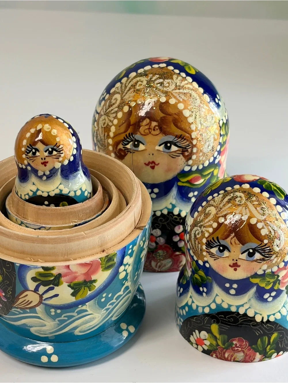 Signed Hand Painted Russian Matryoshka Nesting Dolls  Incomplete AS IS